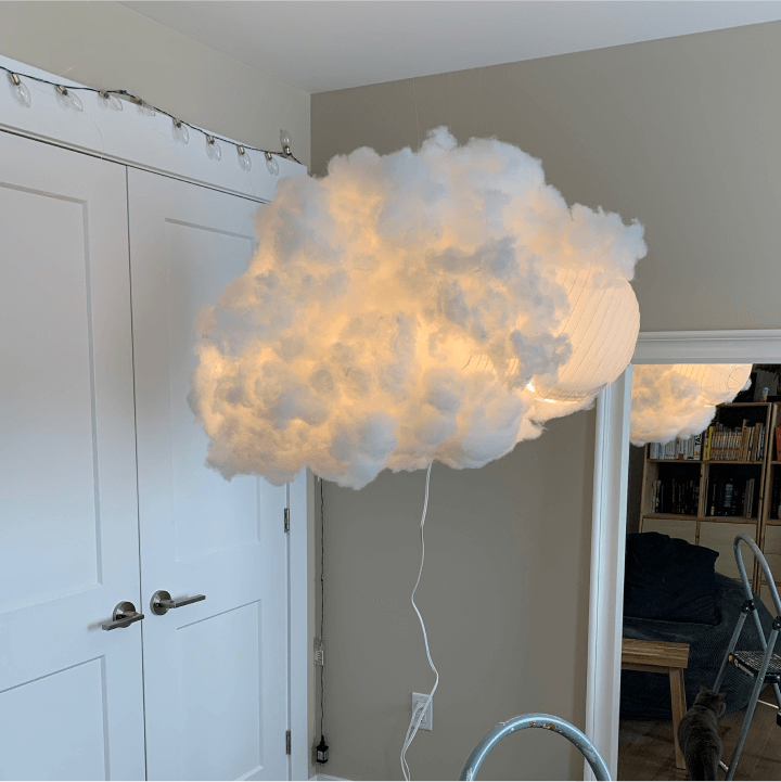 Hanging and lit cloud lamp